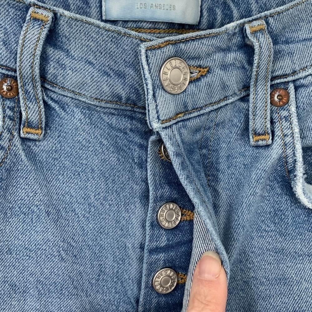 AGOLDE Riley Crop jeans denim button fly distressing light wash high rise 26 - Picture 3 of 8